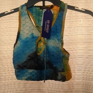 Multicolor Textured Crop Tank Top